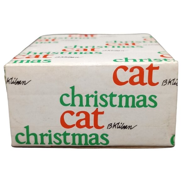 Vtg Christmas Cat Ornament Ceramic Black White Red Boots Top Hat Holiday Kliban - Picture 14 of 16